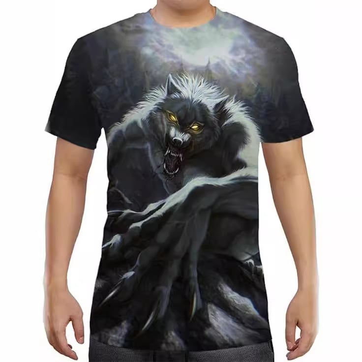 Stil european și american, serie de animații 3D cu animale, bărbați și femei, casual, mânecă scurtă, imprimare digitală 3D, tricou creativ cu mânecă scurtă