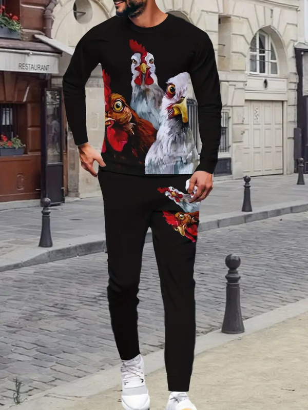 Sügis 2024 meeste uued pikkade varrukatega püksid Harajuku hiphopi tänavastiilis 3D HD trükitud ülikond ME6-ML4