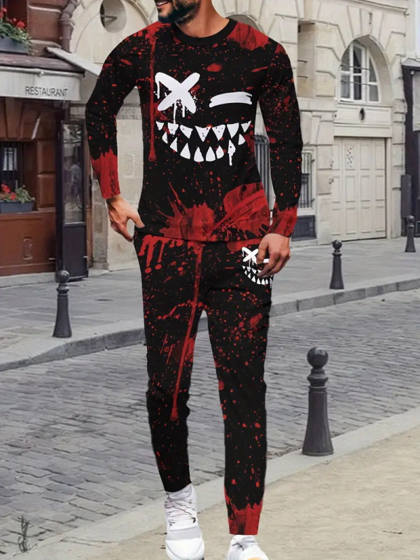 Sügis 2024 meeste uued pikkade varrukatega püksid Harajuku hiphopi tänavastiilis 3D HD trükitud ülikond ME6-ML4