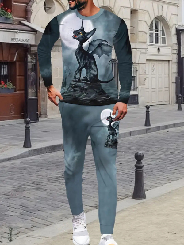 Sügis 2024 meeste uued pikkade varrukatega püksid Harajuku hiphopi tänavastiilis 3D HD trükitud ülikond ME6-ML4