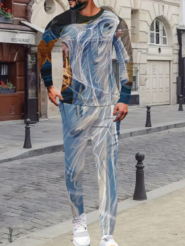 Sügis 2024 meeste uued pikkade varrukatega püksid Harajuku hiphopi tänavastiilis 3D HD trükitud ülikond ME6-ML4