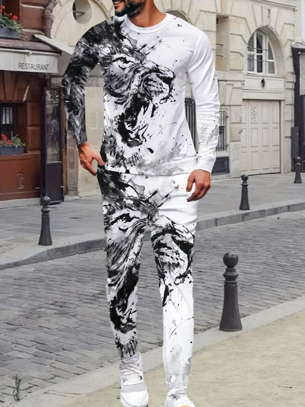 Sügis 2024 meeste uued pikkade varrukatega püksid Harajuku hiphopi tänavastiilis 3D HD trükitud ülikond ME6-ML4