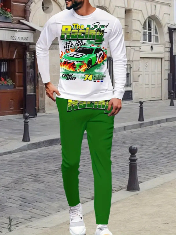 Sügis 2024 meeste uued pikkade varrukatega püksid Harajuku hiphopi tänavastiilis 3D HD trükitud ülikond ME6-ML4