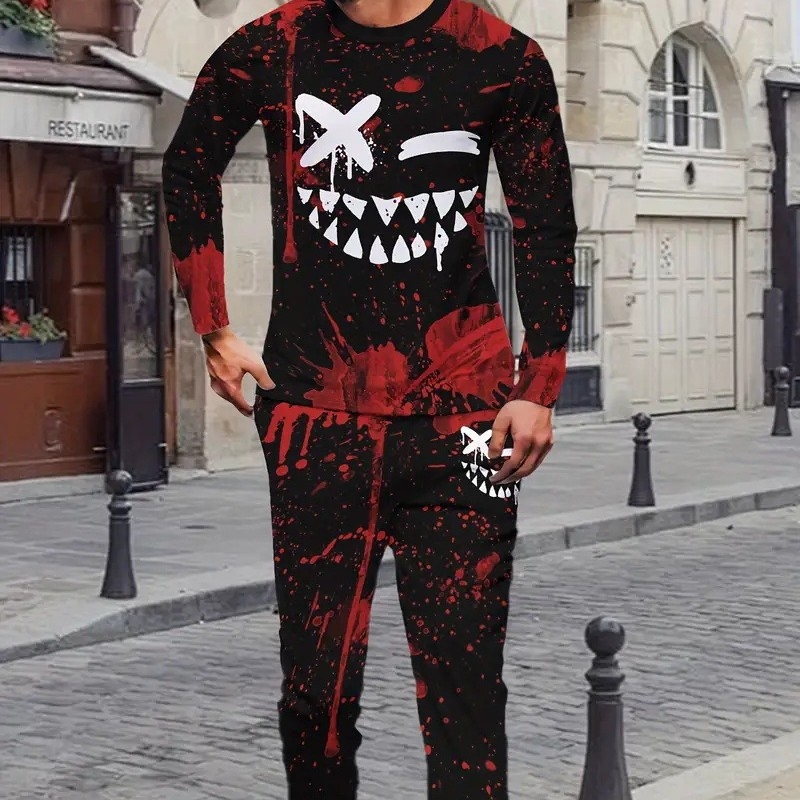 Sügis 2024 meeste uued pikkade varrukatega püksid Harajuku hiphopi tänavastiilis 3D HD trükitud ülikond ME6-ML4