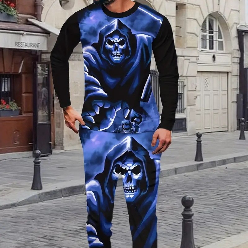 Sügis 2024 meeste uued pikkade varrukatega püksid Harajuku hiphopi tänavastiilis 3D HD trükitud ülikond ME6-ML4