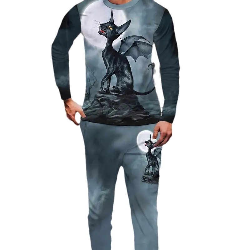 Sügis 2024 meeste uued pikkade varrukatega püksid Harajuku hiphopi tänavastiilis 3D HD trükitud ülikond ME6-ML4