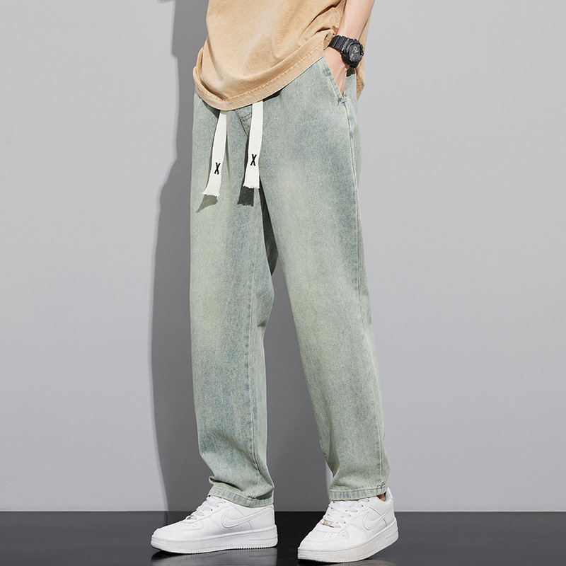 Amerikietiško stiliaus retro džinsai vyriškos rudens ir žiemos laisvos, tiesios, plačios kelnės, mados prekės ženklas 2024 m. Naujos ilgos kelnės pavasariui ir rudeniui