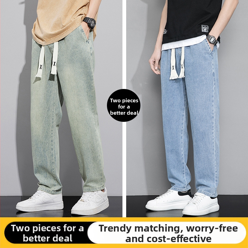 Amerikietiško stiliaus retro džinsai vyriškos rudens ir žiemos laisvos, tiesios, plačios kelnės, mados prekės ženklas 2024 m. Naujos ilgos kelnės pavasariui ir rudeniui