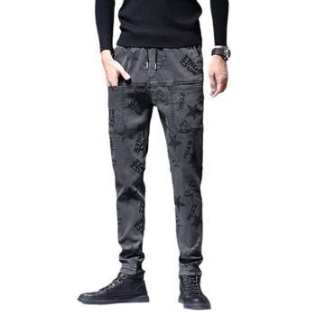 Livrare gratuită 2024 primăvara nouă pantaloni casual jacquard cu șase buzunare pentru bărbați, lejeri, drepți, la modă, care se potrivesc cu toate stilurile, bărbați la modă