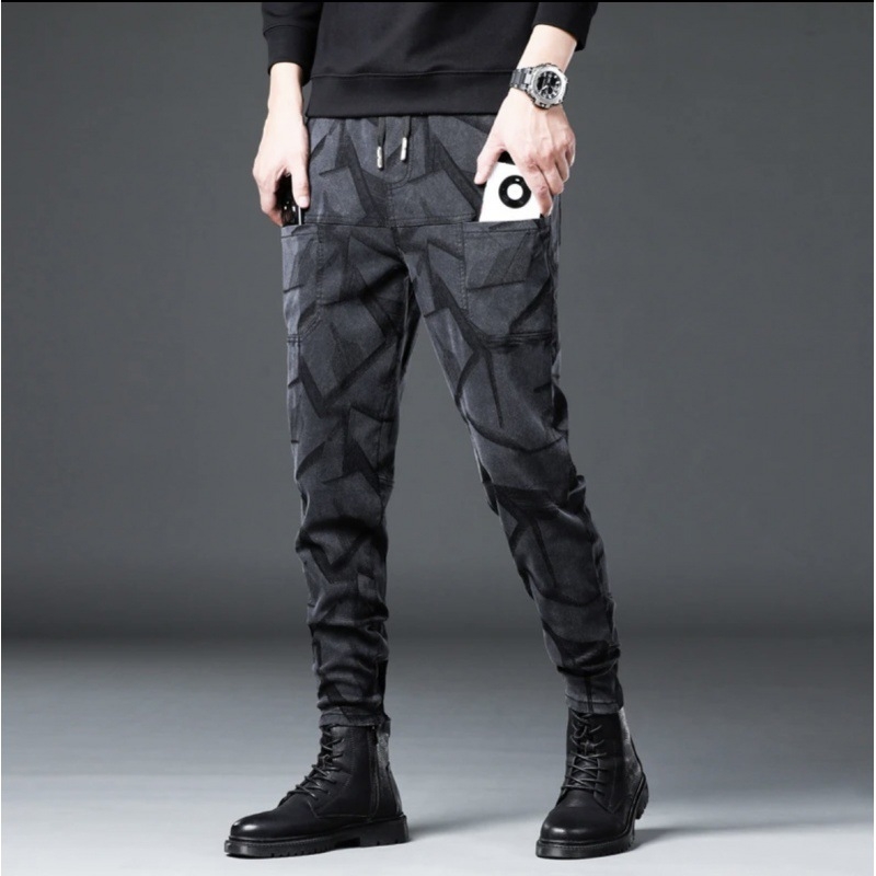 Livrare gratuită 2024 primăvara nouă pantaloni casual jacquard cu șase buzunare pentru bărbați, lejeri, drepți, la modă, care se potrivesc cu toate stilurile, bărbați la modă