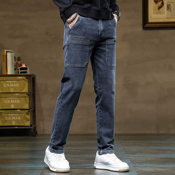 Blugi bărbați, pantaloni drepți, stil Tube, slim fit, stil de primăvară și toamnă, nou-veniți, High Street, pantaloni de lucru la modă, all-match