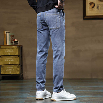 Blugi bărbați, pantaloni drepți, stil Tube, slim fit, stil de primăvară și toamnă, nou-veniți, High Street, pantaloni de lucru la modă, all-match