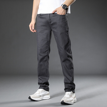 O generație de pantaloni casual pentru bărbați, de vară, subțiri, lejeri, drepți, pantaloni de afaceri elastici din bumbac pentru bărbați, de înaltă calitate