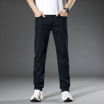 O generație de pantaloni casual pentru bărbați, de vară, subțiri, lejeri, drepți, pantaloni de afaceri elastici din bumbac pentru bărbați, de înaltă calitate