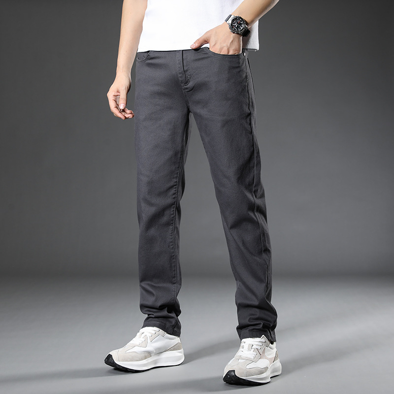 O generație de pantaloni casual pentru bărbați, de vară, subțiri, lejeri, drepți, pantaloni de afaceri elastici din bumbac pentru bărbați, de înaltă calitate