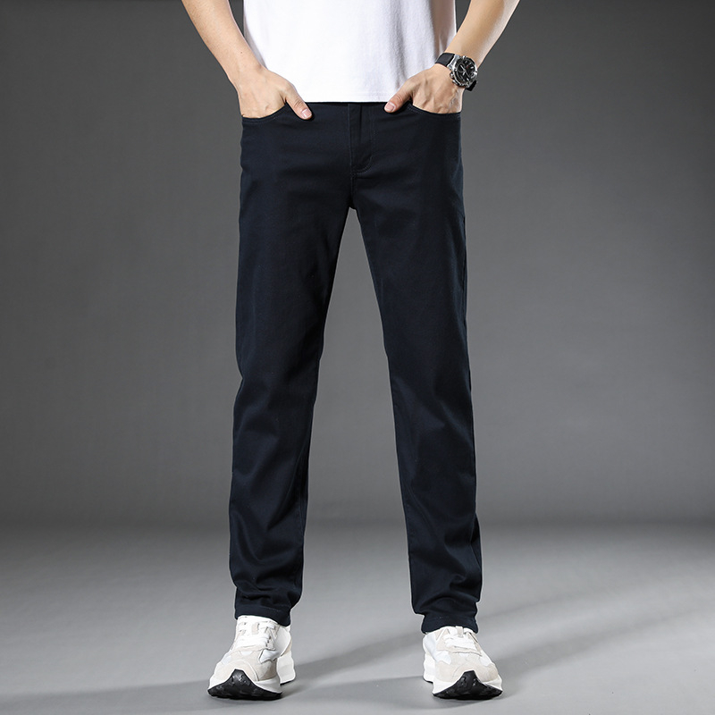 O generație de pantaloni casual pentru bărbați, de vară, subțiri, lejeri, drepți, pantaloni de afaceri elastici din bumbac pentru bărbați, de înaltă calitate