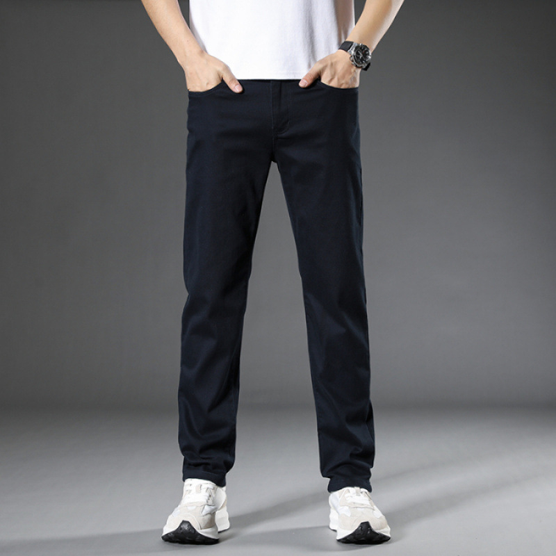 O generație de pantaloni casual pentru bărbați, de vară, subțiri, lejeri, drepți, pantaloni de afaceri elastici din bumbac pentru bărbați, de înaltă calitate