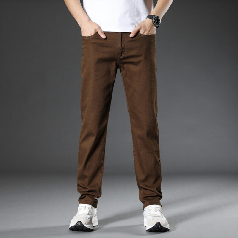 O generație de pantaloni casual pentru bărbați, de vară, subțiri, lejeri, drepți, pantaloni de afaceri elastici din bumbac pentru bărbați, de înaltă calitate