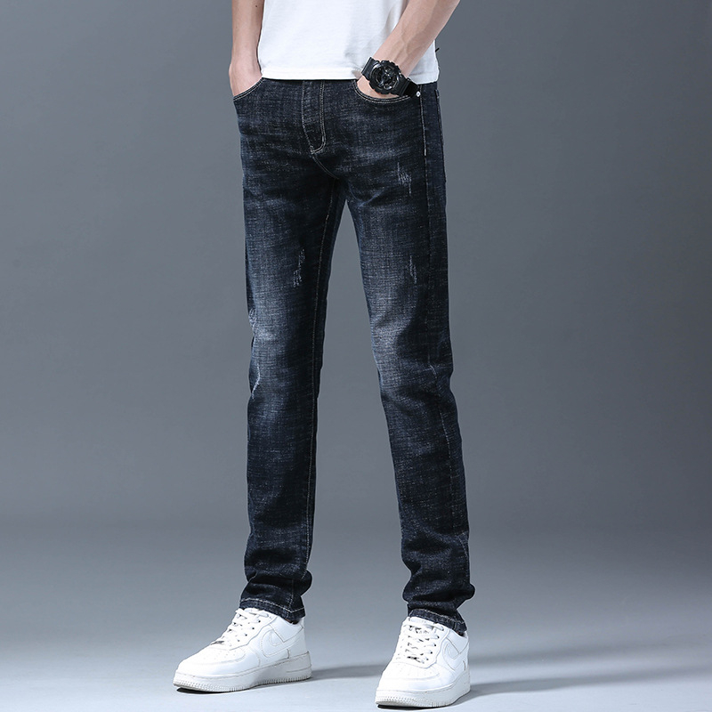 Pánske strečové džínsy, úzke rovné nohavice, kórejské modré, mládežnícke, business, ležérne, plus size, dlhé nohavice, trendy pánske veľkoobchodné