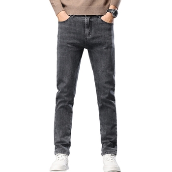Jarné a jesenné nové hrubé pánske džínsy, európska módna značka, ľahké luxusné pánske malé rovné džínsy, pánske nohavice, dropshipping