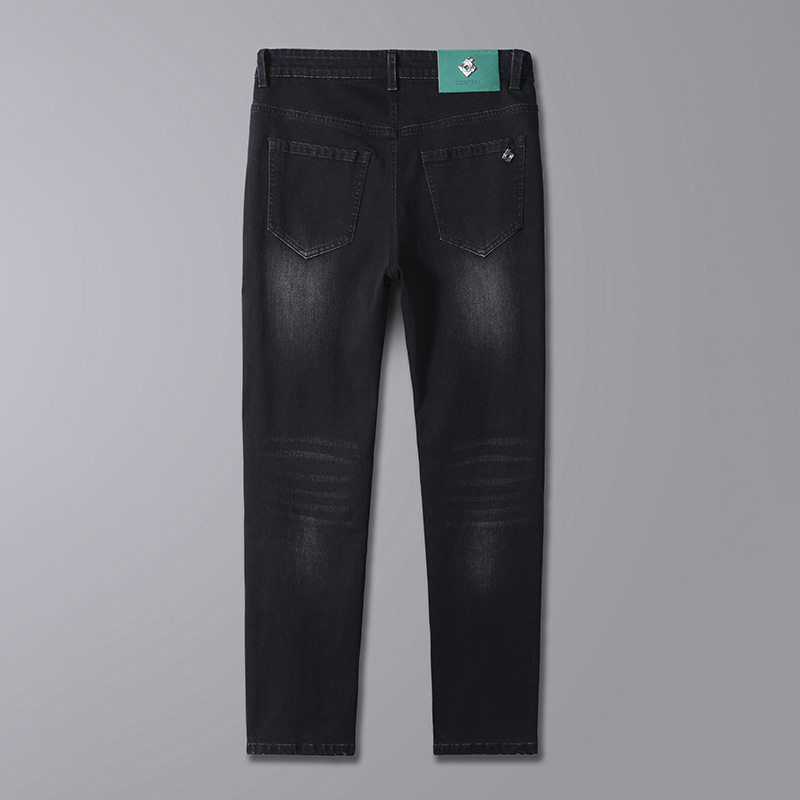 Jarné a jesenné nové hrubé pánske džínsy, európska módna značka, ľahké luxusné pánske malé rovné džínsy, pánske nohavice, dropshipping