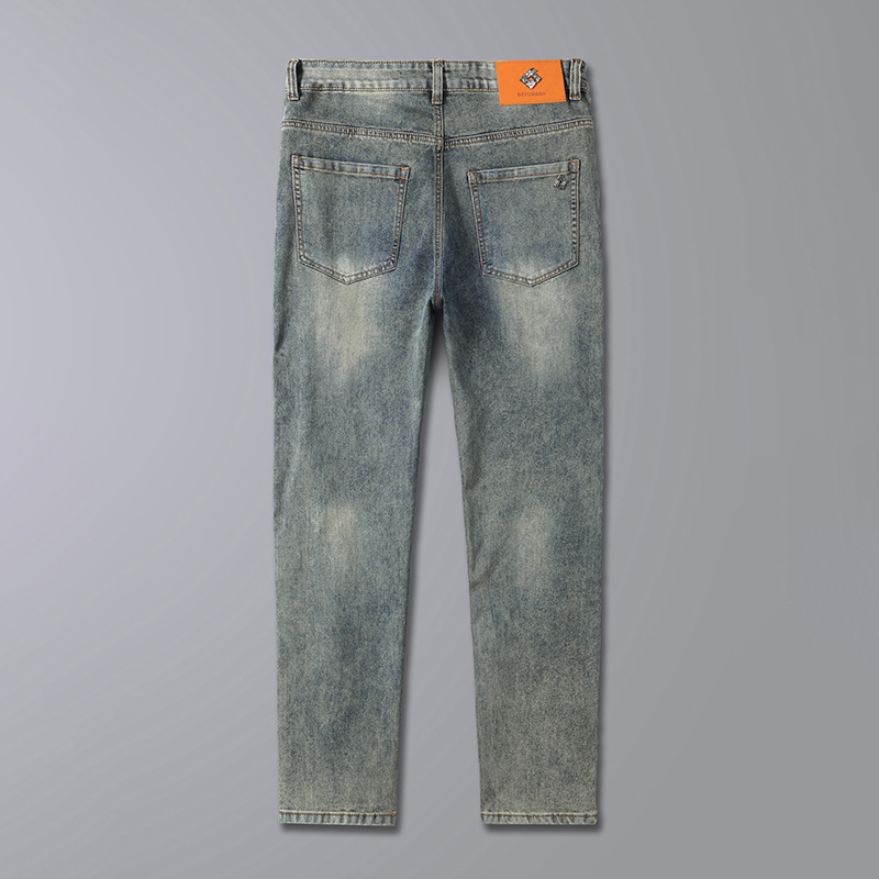 Jarné a jesenné nové hrubé pánske džínsy, európska módna značka, ľahké luxusné pánske malé rovné džínsy, pánske nohavice, dropshipping