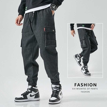 Pantaloni sport pentru bărbați, de primăvară și toamnă, lejeri, casual, lungi, groși, blugi de lucru, pantaloni legați la gleznă, pantaloni plus size