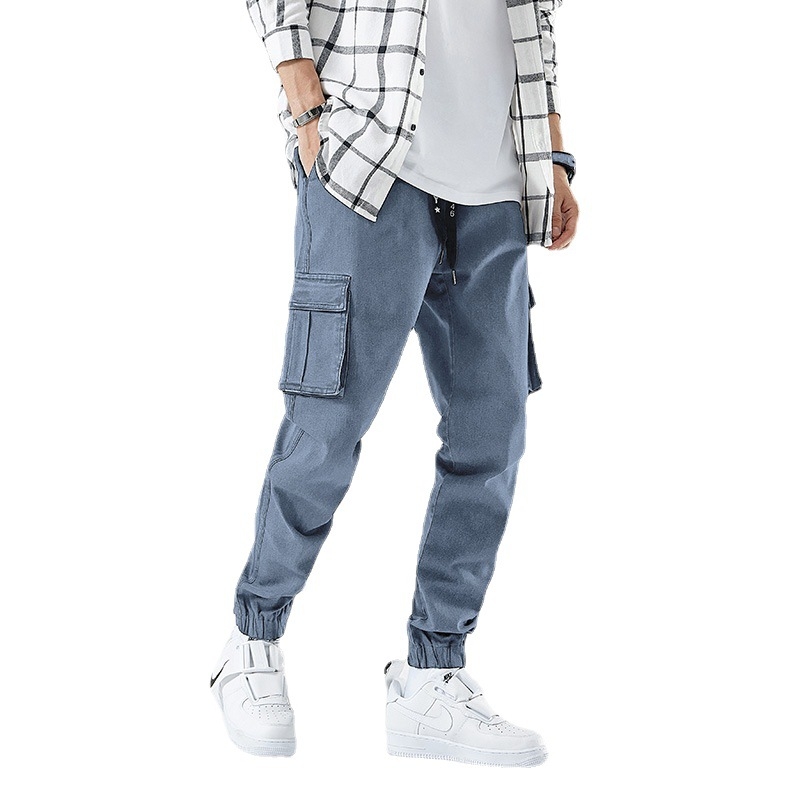 Pantaloni sport pentru bărbați, de primăvară și toamnă, lejeri, casual, lungi, groși, blugi de lucru, pantaloni legați la gleznă, pantaloni plus size