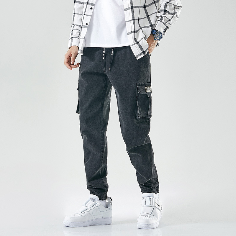 Pantaloni sport pentru bărbați, de primăvară și toamnă, lejeri, casual, lungi, groși, blugi de lucru, pantaloni legați la gleznă, pantaloni plus size