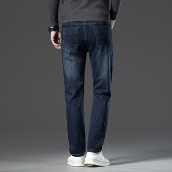 Blugi bărbați primăvară și toamnă 2024 noi pantaloni lejeri cu picior drept, verde mediu, pantaloni lungi casual de afaceri pentru tineri