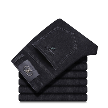 Blugi bărbați primăvară și toamnă 2024 noi pantaloni lejeri cu picior drept, verde mediu, pantaloni lungi casual de afaceri pentru tineri