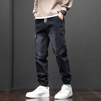 Blugi de calitate din flanel, elastici, pentru bărbați, cu căptușeală din fleece super-elastică, anti-scămoșare, all-match, pantaloni casual pentru bărbați