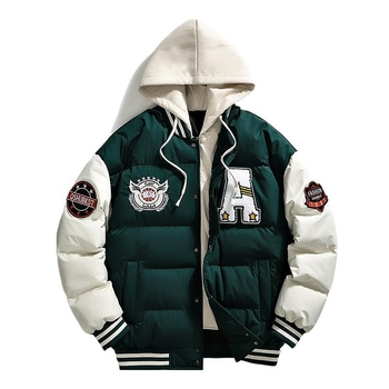 L-6XL pluss-suuruses puuvillase polstriga meeste võltskaheosaline rätikuga tikitud moodne mantel trendikas kapuutsiga leivarõivad armastajatele