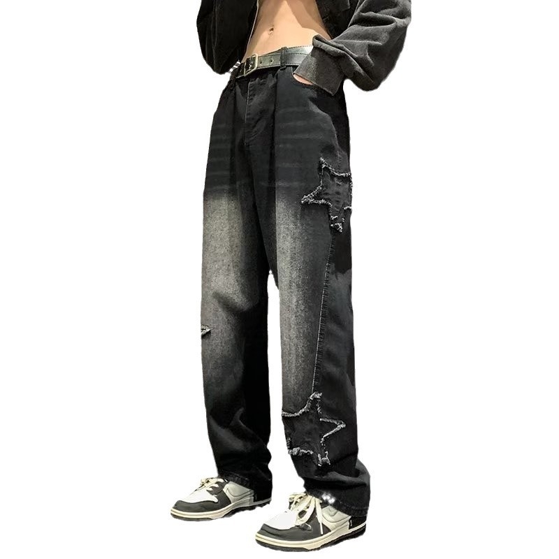 Blugi cu cinci colțuri pentru bărbați, de primăvară și toamnă, stil american de modă, brand de branduri cu picioare drepte, largi, cu picioare largi, la modă, 2025