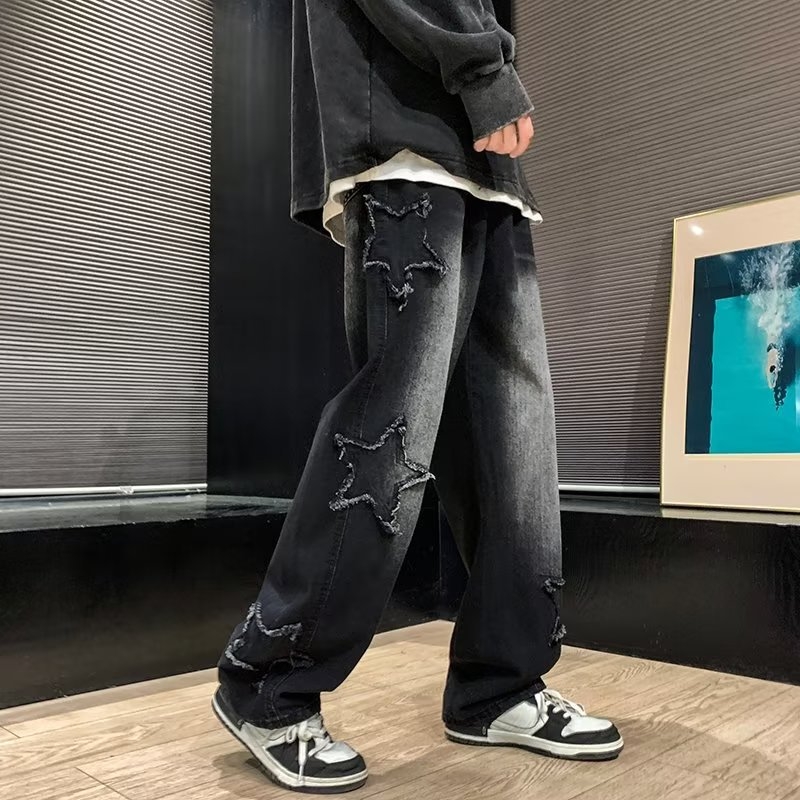 Blugi cu cinci colțuri pentru bărbați, de primăvară și toamnă, stil american de modă, brand de branduri cu picioare drepte, largi, cu picioare largi, la modă, 2025