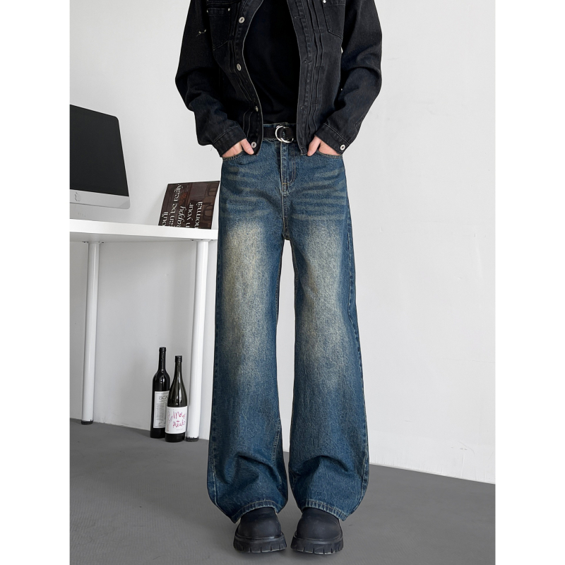 Blugi cu cinci colțuri pentru bărbați, de primăvară și toamnă, stil american de modă, brand de branduri cu picioare drepte, largi, cu picioare largi, la modă, 2025