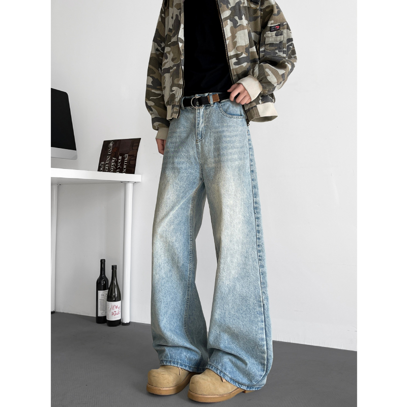 Blugi cu cinci colțuri pentru bărbați, de primăvară și toamnă, stil american de modă, brand de branduri cu picioare drepte, largi, cu picioare largi, la modă, 2025