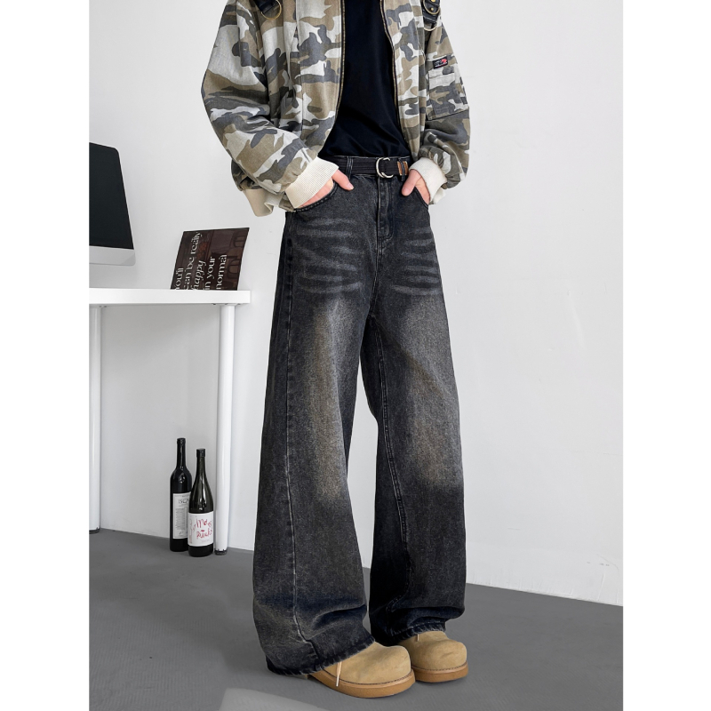 Blugi cu cinci colțuri pentru bărbați, de primăvară și toamnă, stil american de modă, brand de branduri cu picioare drepte, largi, cu picioare largi, la modă, 2025