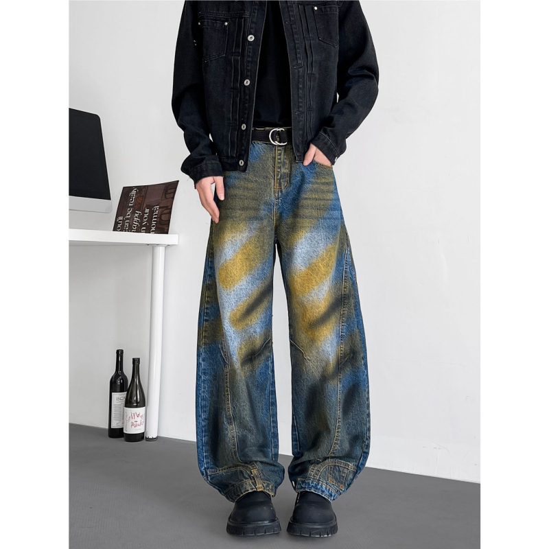 Blugi cu cinci colțuri pentru bărbați, de primăvară și toamnă, stil american de modă, brand de branduri cu picioare drepte, largi, cu picioare largi, la modă, 2025