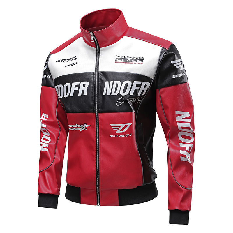 2024 m. nauja motociklo odinė striukė, vyriška odinė striukė, kontrastingos spalvos lenktynių kostiumas, madingas prekės ženklo sezono mėgėjams, laisvas