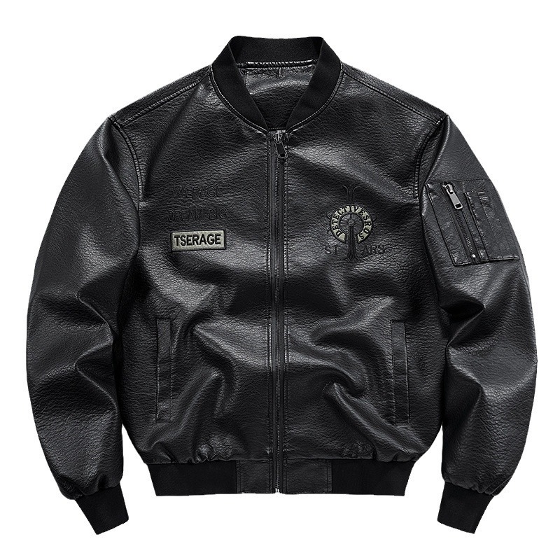 Tarpvalstybinė didmeninė prekyba odiniais vyriškais paltais, rudens ir žiemos, nauja, skalbta odinė striukė, plius dydžio vyriškas paltas su beisbolo apykakle, siuvinėta juostele