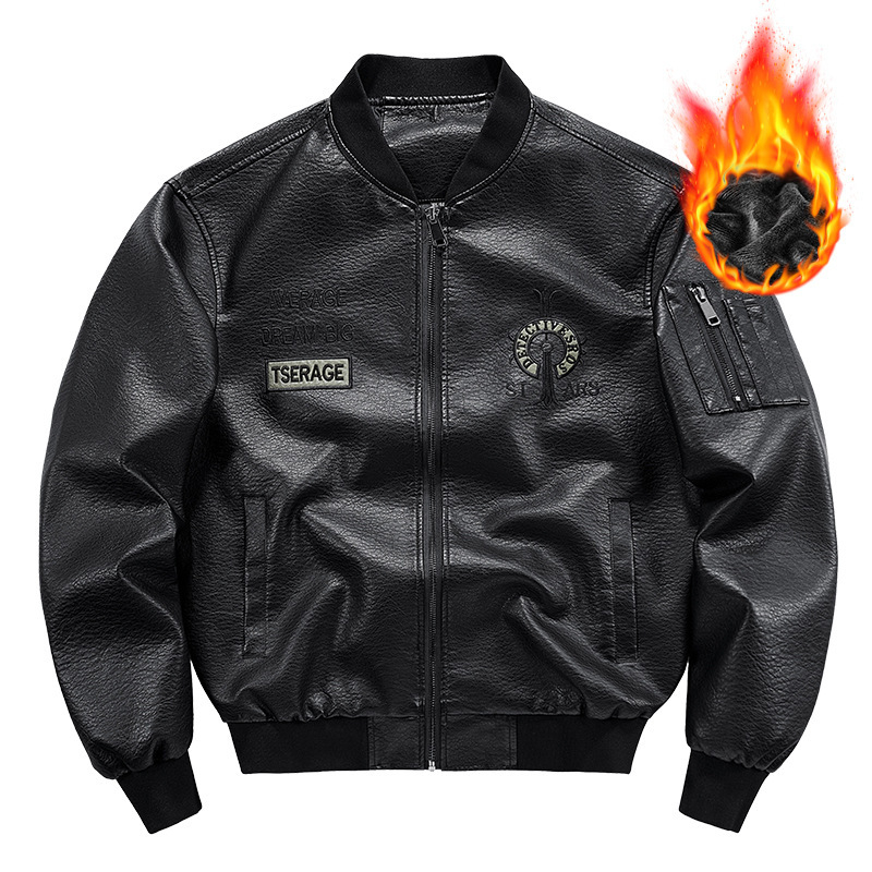 Tarpvalstybinė didmeninė prekyba odiniais vyriškais paltais, rudens ir žiemos, nauja, skalbta odinė striukė, plius dydžio vyriškas paltas su beisbolo apykakle, siuvinėta juostele