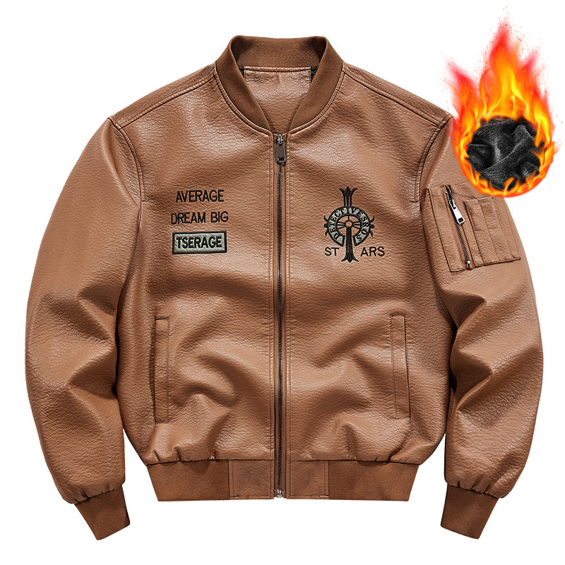 Tarpvalstybinė didmeninė prekyba odiniais vyriškais paltais, rudens ir žiemos, nauja, skalbta odinė striukė, plius dydžio vyriškas paltas su beisbolo apykakle, siuvinėta juostele