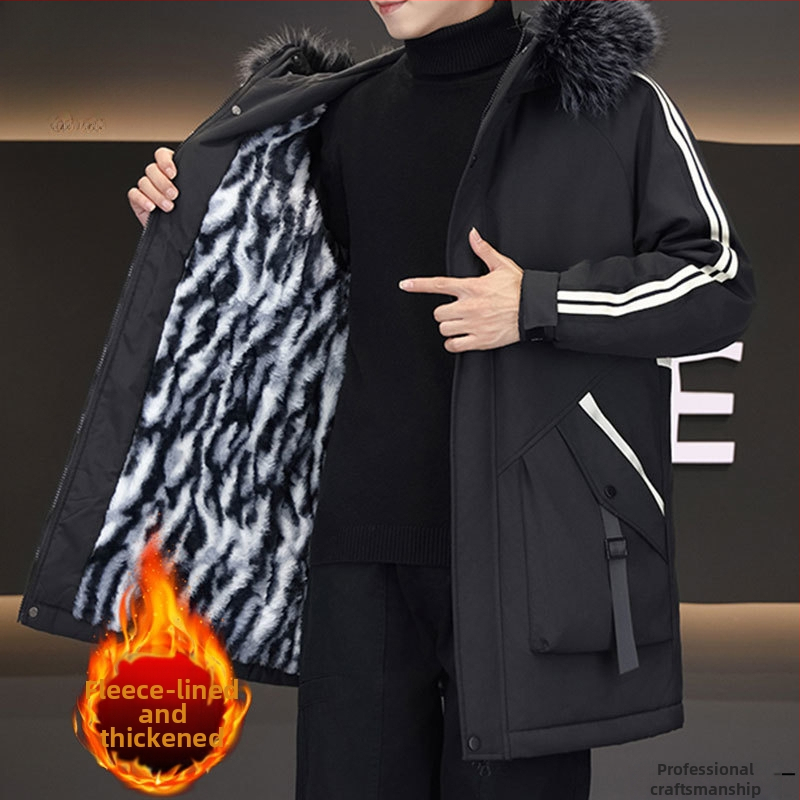 Jachetă nouă de iarnă cu bumbac căptușit pentru bărbați, parka cu glugă, palton casual pentru bărbați, îmbrăcăminte de lucru elegantă și la modă, tip camuflaj