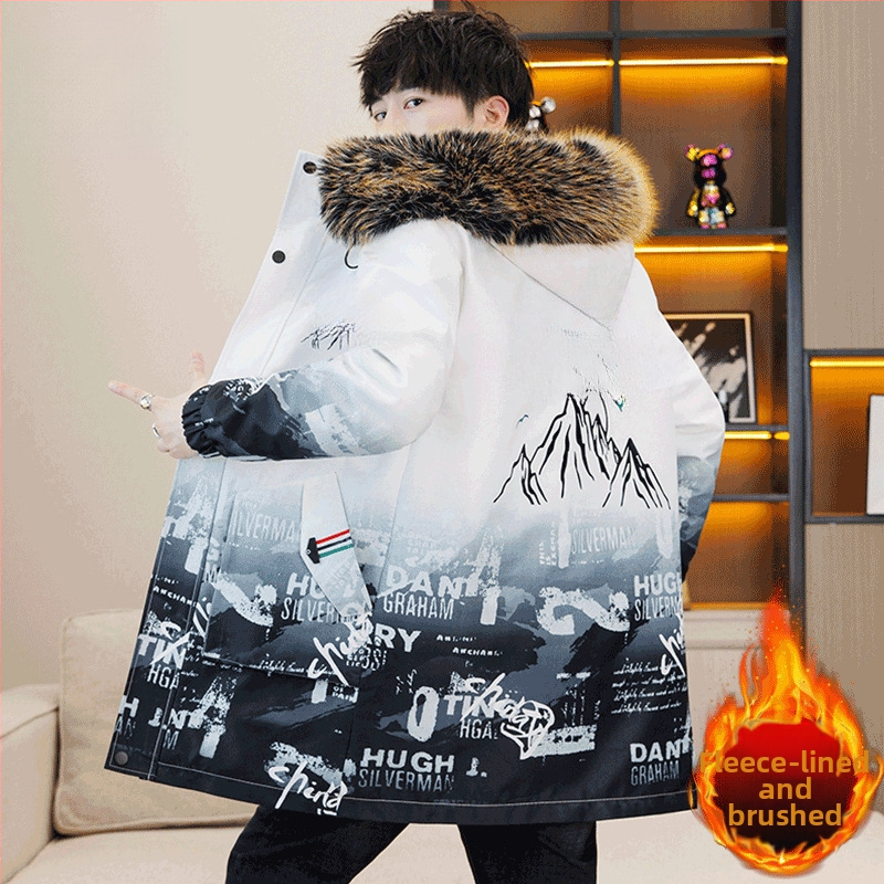 Ново зимно мъжко яке с памучна подплата, парка с качулка, мъжко ежедневно палто, стилно модерно камуфлажно работно облекло