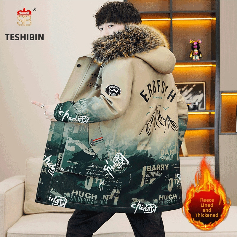 Uus talvine puuvillapolsterdusega meeste jope, kapuutsiga parka, meeste vabaaja mantel, stiilne ja trendikas kamuflaažtööriietus