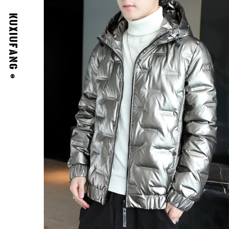 2024. aasta uued Korea stiilis puuvillased meeste lühikesed läikivad pesemisvabad tudengipükste talvemoe paksendatud meeste topid