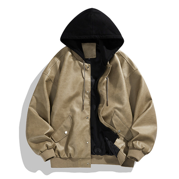 2024. aasta uus võltsitud kaheosaline nahast meeste moodne Korea lahtine nägus mootorratta nahktagi Duffy kena kapuutsiga jope