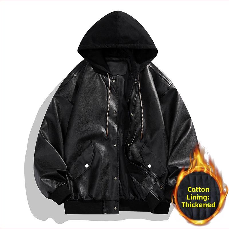 2024. aasta uus võltsitud kaheosaline nahast meeste moodne Korea lahtine nägus mootorratta nahktagi Duffy kena kapuutsiga jope