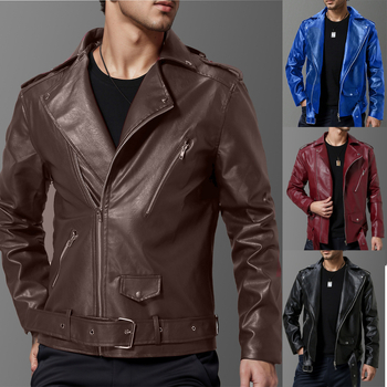 24 rudens naujas vyriškas aukštos kokybės, plonas, odinis švarkas su atvartu, per petį, britiškos mados baikerių odinis švarkas